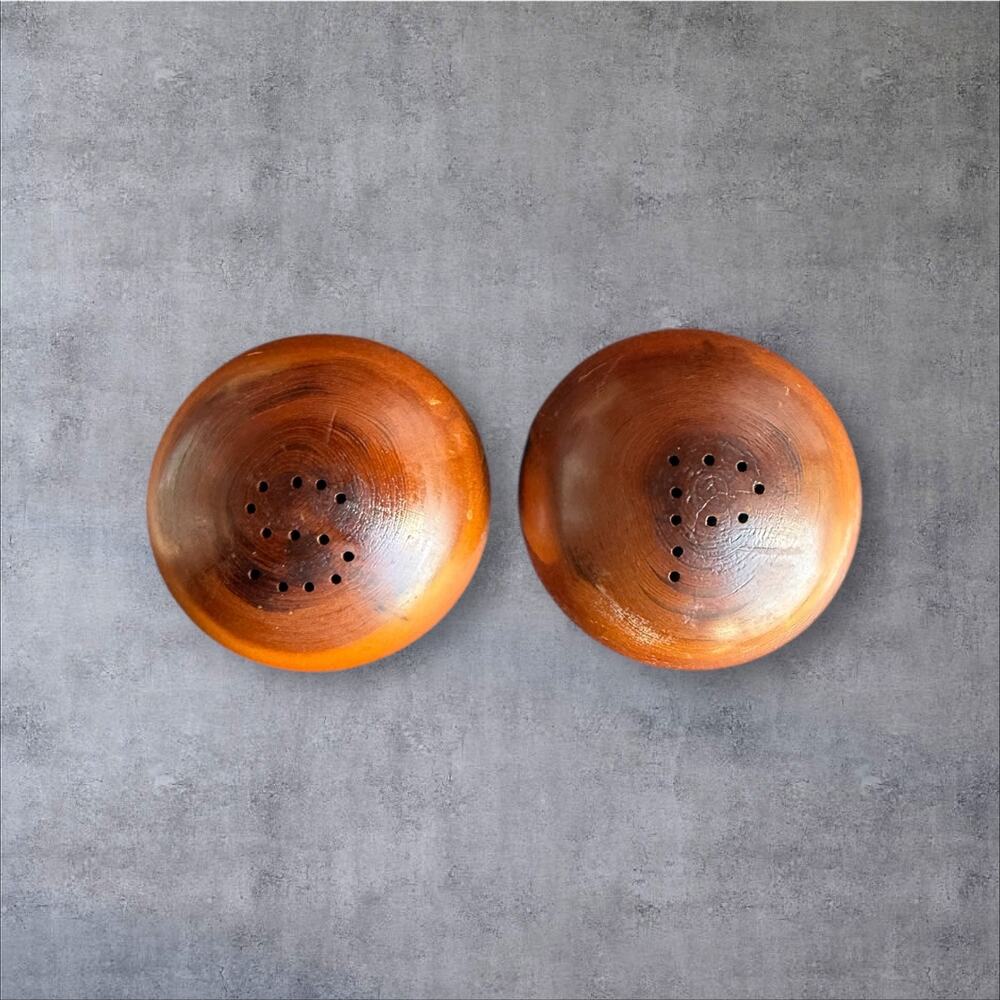 Vintage California Redwood Souvenir Salt & Pepper Balls Mushroom Shape
